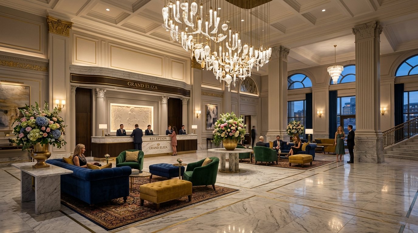Grand Crystal Chandelier Reception & Lounge